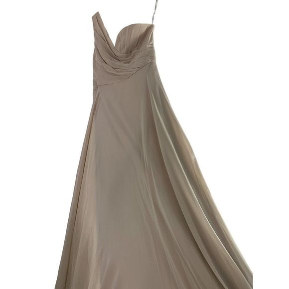 Celebrate DB Studio Size 10 Maxi Nude One Shoulder Bridesmaid Dress NWT 6334 - Picture 8 of 16